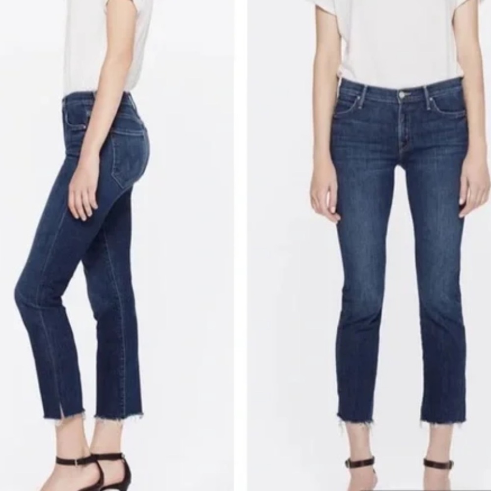MOTHER Dark Blue Ankle & Cropped Jeans